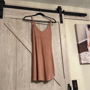 Joah Brown Ribbed Mini Slip Dress